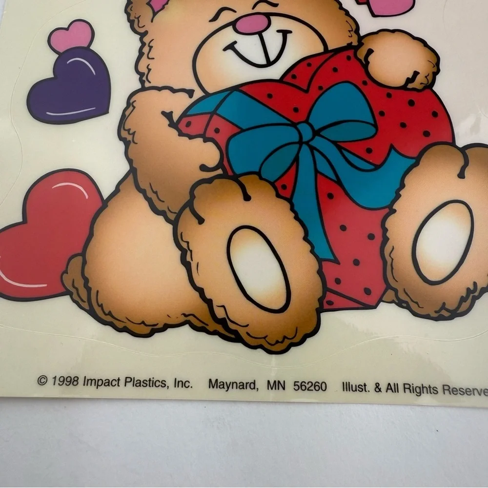 1998 Window Clings Valentine Bears Hearts Classic Clings NEW